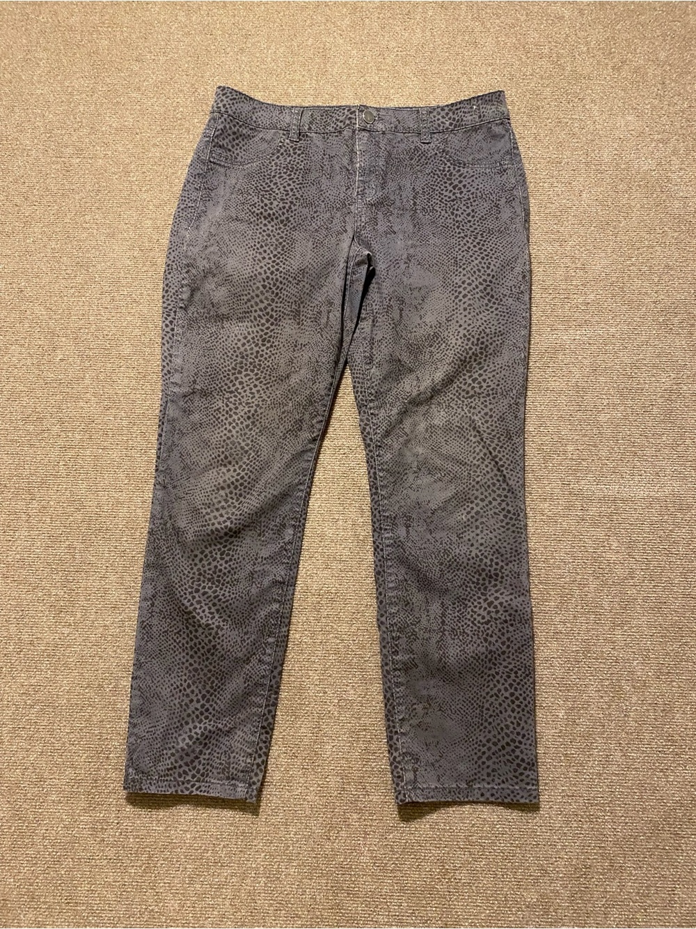Calvin Klein Jeans Grey Snakeskin Print Denim Leggings 14P